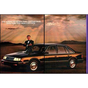 1985 Chrysler LeBaron Turbo Sedan Outperforms Mercedes BMW Vintage Print Ad 2pg